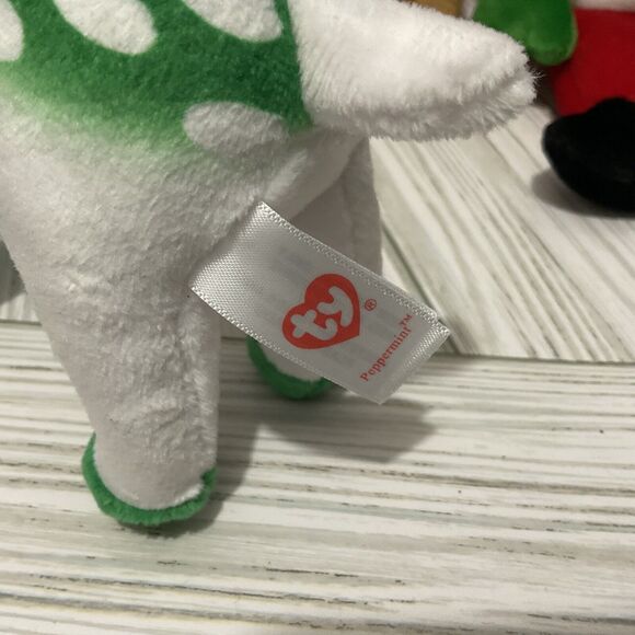 TY 3~Holiday Beanie Baby Christmas Peppermint , Tinsel and Santa - Picture 3 of 6